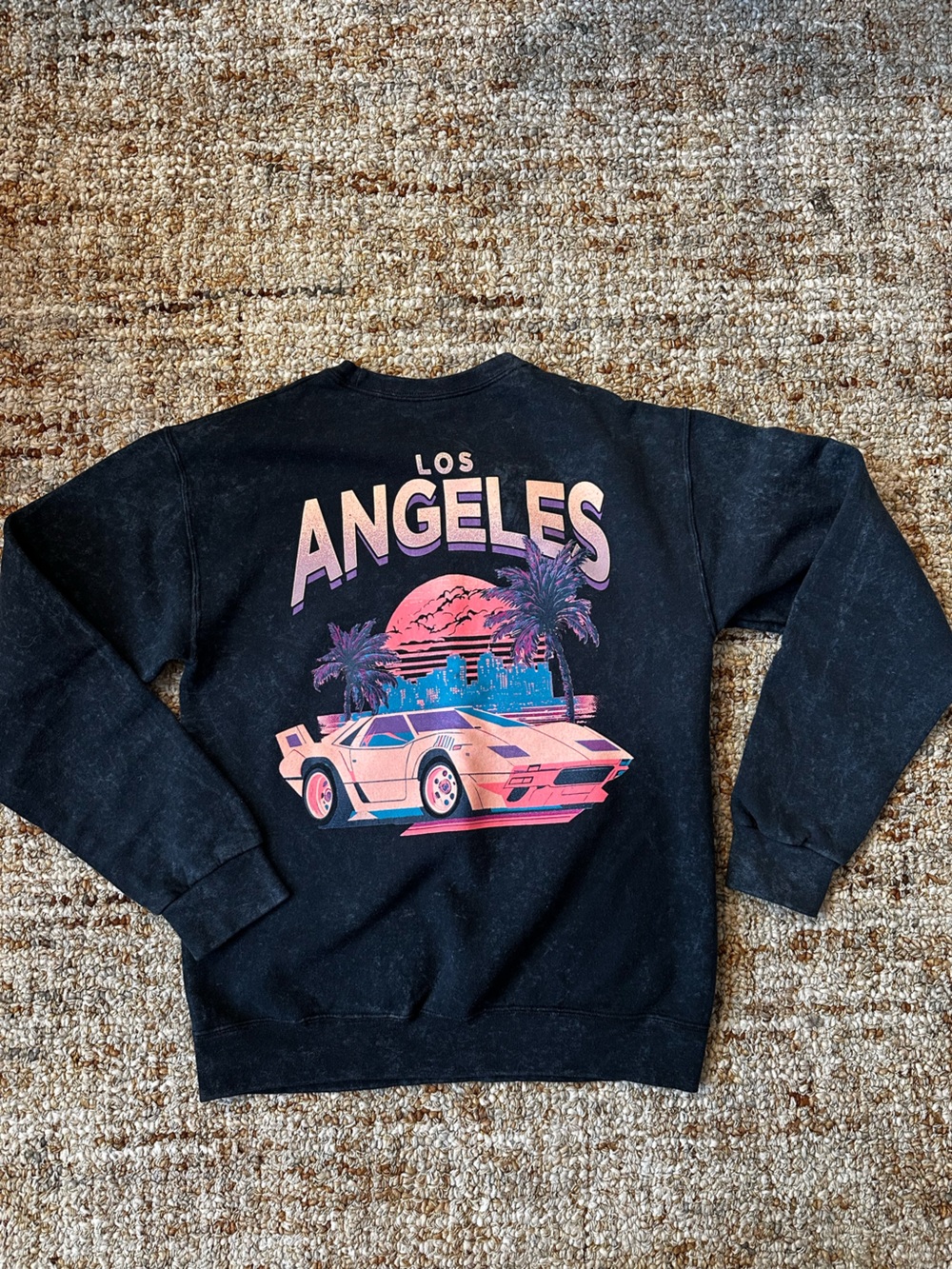 Los Angeles Black Graphic Sweatshirt with Sunset Car Print
